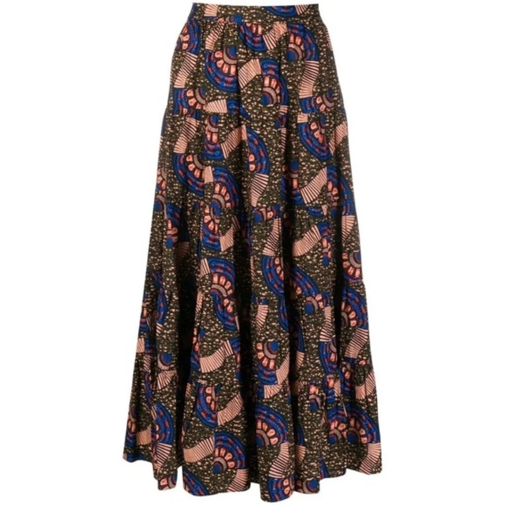 Ulla Johnson Sylvie Tiered Poplin Printed Skirt